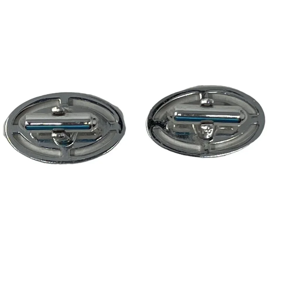 Vintage Hickok Mens‎ Cufflinks Silver Tone Oval Shiny and Brushed Finish